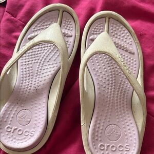 CROCS Women's Beige and Pink Sandals